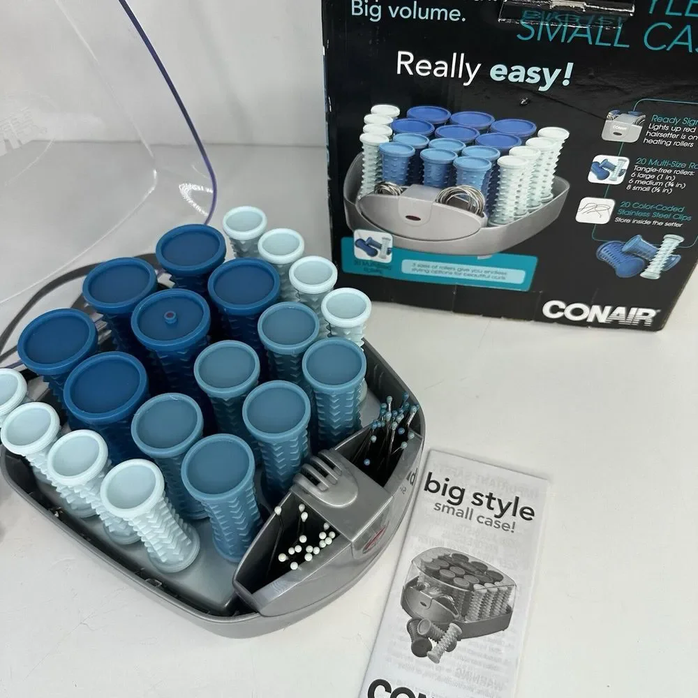 Blue Multi-Sized Hair Rollers with Small Case - Blue